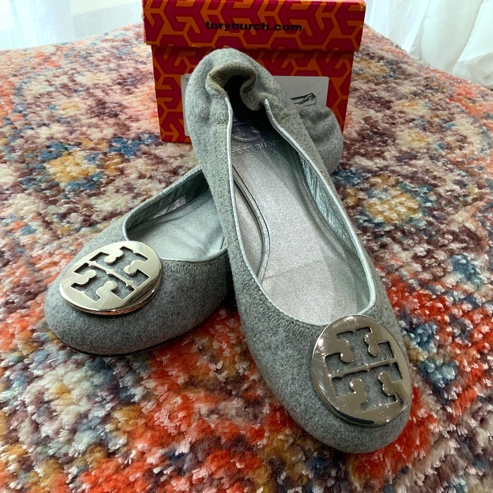Tory Burch Riva Flannel Flat SZ 36
